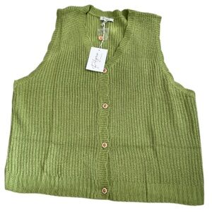 Polagram Green Sleeveless Knit Sweater Vest